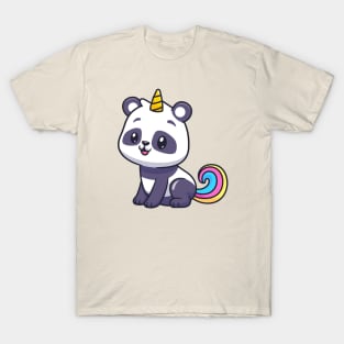 Cute Panda Unicorn Cartoon T-Shirt